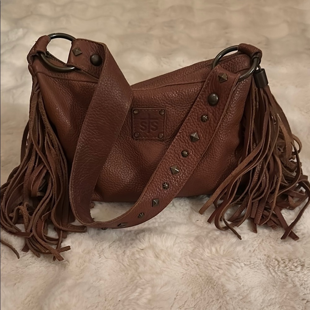 Brown Leather Fringe Bag